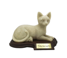 Faithful Feline, Laying Down Pet Cremation Urn Original With Base With Plate