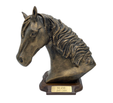 Gold Horse Keepsake Pet Cremation Urn With Base With Plate