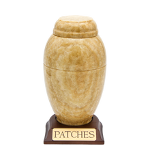 Honey Marble Vase Series Pet Cremation Urn With base With Plate