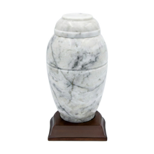 White Marble Vase Series Pet Cremation Urn With base No Plate