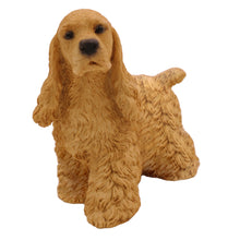 Wooden Pet Urn with Buff Cocker Spaniel Figurine & 4x6 Inches Photo Holder