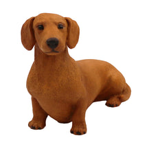 Wooden Pet Urn with Red Brown Dachshund Figurine & 4x6 Inches Photo Holder