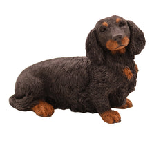 Wooden Pet Urn with Black Longhaired Dachshund Figurine & 4x6 Inches Photo Holder