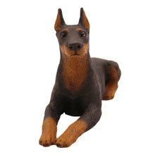 Wooden Pet Urn with Lying Down Doberman Figurine & 4x6 Inches Photo Holder