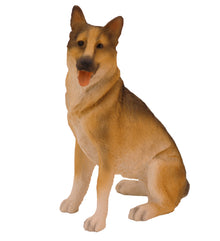 Wooden Pet Urn with Sitting German Shepherd Figurine & 4x6 Inches Photo Holder