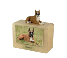 Urna de madera para mascotas con figura de terrier escocés sentado y portafotos de 10 x 15 cm