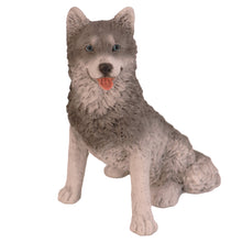 Wooden Pet Urn with Sitting Husky Figurine & 3.5x5 Inches Photo Holder