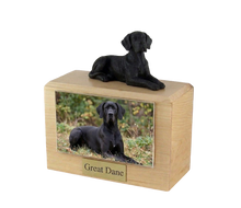 Urna de madera para mascotas con figura de terrier escocés sentado y portafotos de 10 x 15 cm