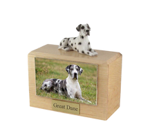 Urna de madera para mascotas con figura de terrier escocés sentado y portafotos de 10 x 15 cm