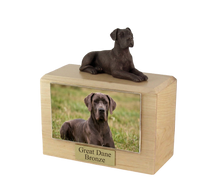 Urna de madera para mascotas con figura de terrier escocés sentado y portafotos de 10 x 15 cm