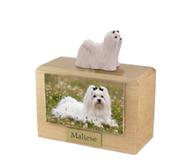 Urna de madera para mascotas con figura de terrier escocés sentado y portafotos de 10 x 15 cm