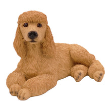 Wooden Pet Urn with Lying Down Apricot Poodle Figurine & 4x6 Inches Photo Holder