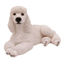 Wooden Pet Urn with Resting White Poodle Figurine & 4x6 Inches Photo Holder