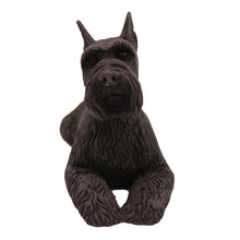 Wooden Pet Urn with Black Schnauzer Ears-Up Figurine & 4x6 Inches Photo Holder
