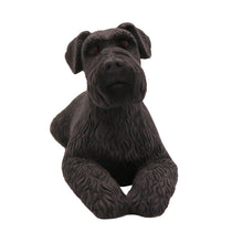 Wooden Pet Urn with Black Schnauzer Ears-Down Figurine & 4x6 Inches Photo Holder