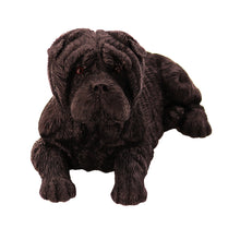 Wooden Pet Urn with Lying Down Black Shar Pei Figurine & 4x6 Inches Photo Holder