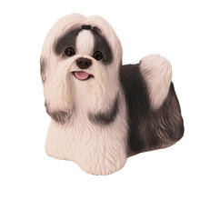 Wooden Pet Urn with Standing Black and White Shih Tzu Tongue-Out Figurine & 4x6 Inches Photo Holder