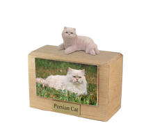 Urna de madera para mascotas con figura de terrier escocés sentado y portafotos de 10 x 15 cm
