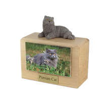 Urna de madera para mascotas con figura de terrier escocés sentado y portafotos de 10 x 15 cm