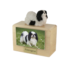 Urna de madera para mascotas con figura de border terrier sentado y portafotos de 10 x 15 cm