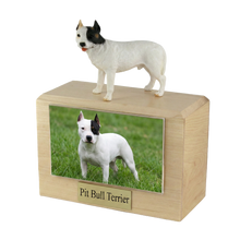 Urna de madera para mascotas con figura de border terrier sentado y portafotos de 10 x 15 cm