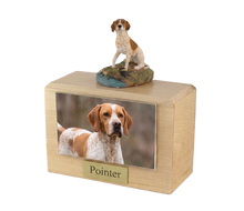 Urna de madera para mascotas con figura de terrier escocés sentado y portafotos de 10 x 15 cm