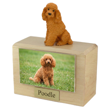 Urna de madera para mascotas con figura de border terrier sentado y portafotos de 10 x 15 cm