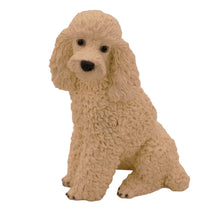 Urna de madera para mascotas con figura de caniche blanco sentado y portafotos de 10 x 15 cm