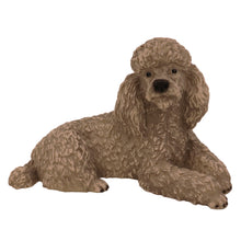 Urna de madera para mascotas con figura de caniche gris acostado y portafotos de 4 x 6 pulgadas