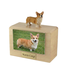 Urna de madera para mascotas con figura de terrier escocés sentado y portafotos de 10 x 15 cm