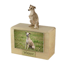 Urna de madera para mascotas con figura de terrier escocés sentado y portafotos de 10 x 15 cm