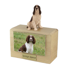 Urna de madera para mascotas con figura de terrier escocés sentado y portafotos de 10 x 15 cm