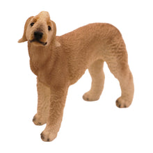 Wooden Pet Urn with Standing Tan Bedlington Terrier Figurine & 4x6 Inches Photo Holder