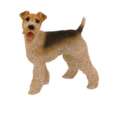 Wooden Pet Urn with Standing Wire Fox Terrier Figurine & 4x6 Inches Photo Holder
