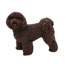 Wooden Pet Urn with Standing Bronze Bichon Frise Figurine & 3.5x5 Inches Photo Holder