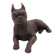 Wooden Pet Urn with Lying Down Bronze Boston Terrier Figurine & 3.5x5 Inches Photo Holder