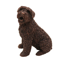 Wooden Pet Urn with Sitting Bronze Bouvier Figurine & 3.5x5 Inches Photo Holder
