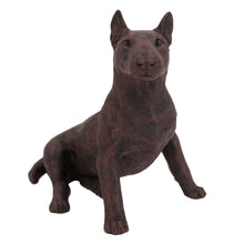 Wooden Pet Urn with Sitting Bronze Bull Terrier Figurine & 4x6 Inches Photo Holder