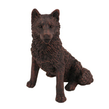 Wooden Pet Urn with Sitting Bronze Husky Figurine & 4x6 Inches Photo Holder