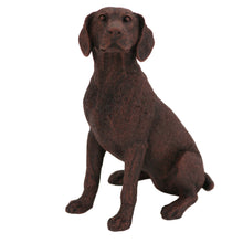 Wooden Pet Urn with Sitting Bronze Weimaraner Figurine & 4x6 Inches Photo Holder
