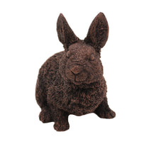 Wooden Pet Urn with Sitting Bronze Rabbit Figurine & 4x6 Inches Photo Holder