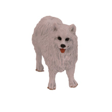 Wooden Pet Urn with Standing American Eskimo Figurine & 4x6 Inches Photo Holder