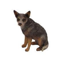 Wooden Pet Urn w/ Sitting Blue and Gray Australian Cattle Dog Figurine & 3.5x5 Inches Photo Holder