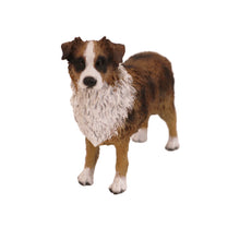 Wooden Pet Urn with Standing Brown Australian Shepherd Figurine & 4x6 Inches Photo Holder