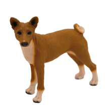 Wooden Pet Urn with Standing Basenji Figurine & 4x6 Inches Photo Holder