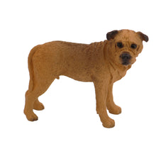 Wooden Pet Urn with Standing Tan Bull Mastiff Figurine & 4x6 Inches Photo Holder