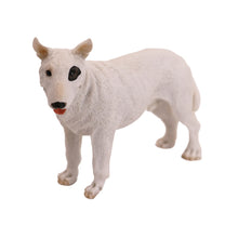 Wooden Pet Urn with Standing White Bull Terrier Figurine & 4x6 Inches Photo Holder