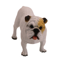 Wooden Pet Urn with Standing White Bulldog Figurine & 4x6 Inches Photo Holder