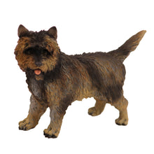 Wooden Pet Urn with Standing Brindle Cairn Terrier Figurine & 4x6 Inches Photo Holder