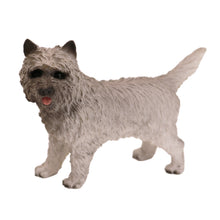 Wooden Pet Urn with Standing Gray Cairn Terrier Figurine & 4x6 Inches Photo Holder